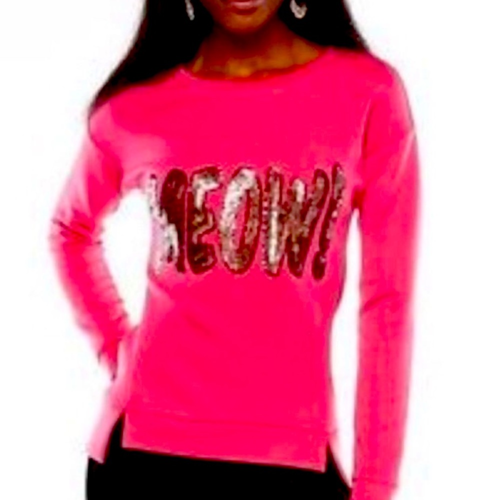 JUICY Couture Bling Graphic MEOW Sweatshirt Sequins *Vintage in NWOT cond* Scuba